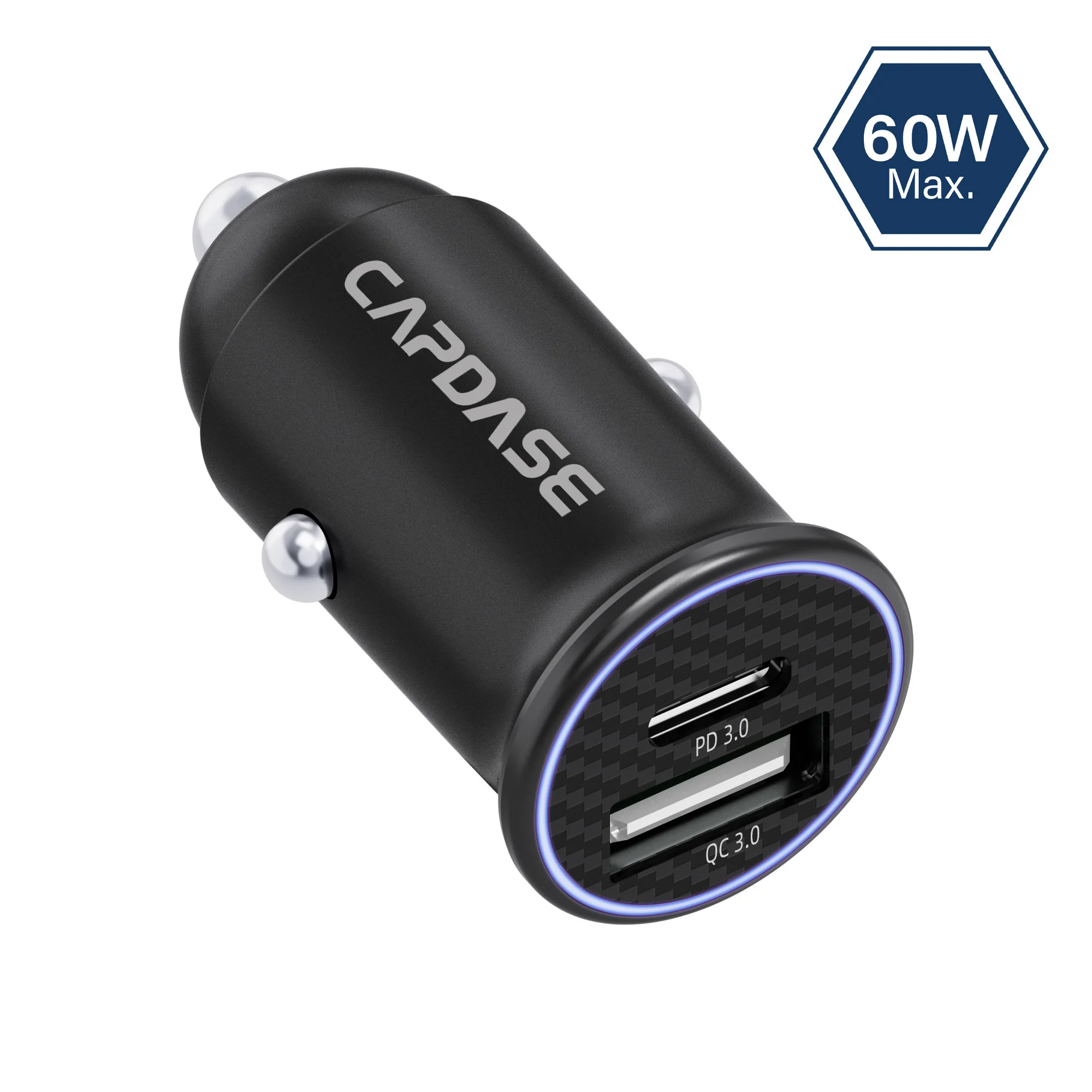 Capdase PicoSuper-QP1326 Car Charger (60W, 2port, Usb-A, Usb-C, PD/QC3.0, Black) #CA00-P911