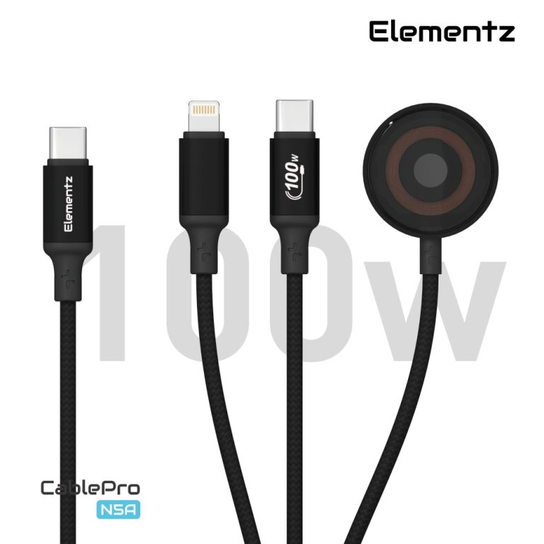 Elementz 1.5米 Usb-C to Usb-C+Lightning+Watch 3 in 1 充電線 (黑色) #N5A-12(BK)