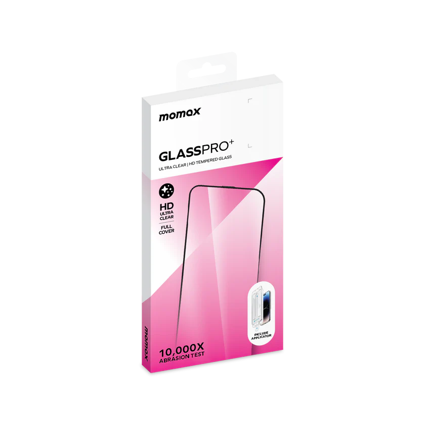 MOMAX GlassPro+  Full cover Screen Protector 全篇幅絲印邊玻璃膜 for iPhone 15 Pro Max (Black) #PZAP23XLF1D