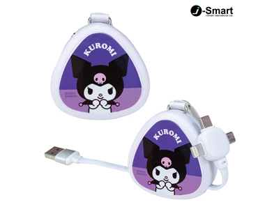 Sanrio Kuromi Usb-A to Micro-Usb+Type-C+Lightning Cable w/Retractable  #4711301