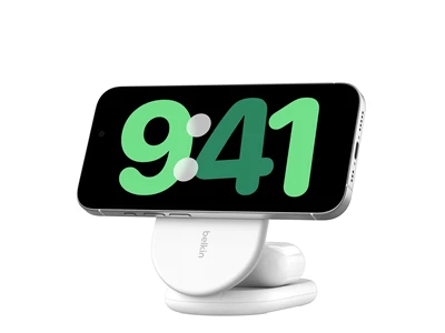 Belkin BoostCharge 2in1(iPhone & AirPods) Magnetic Qi2 Wireless Charger Pad (White)#wiz028qcwh