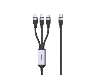Unitek 1.5米 3 合 1 USB-C 轉 USB-C / Micro USB / Lightning 通用充電線 (黑色) #C14101AGY-1.5M