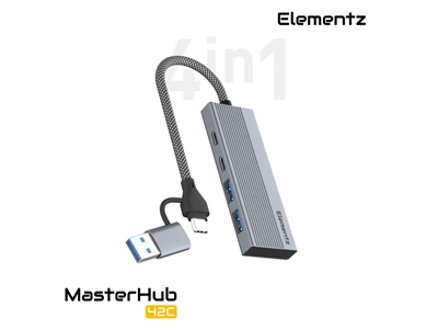 Elementz 4port Usb-C+Usb-A to w/2xUsb-A, 2xUsb-C Hub #MF-42C