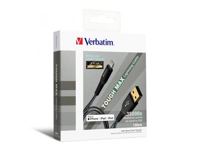 Verbatim Tough Max Lightning Cable MFi Charge Cable 1.2m (Black) #65857
