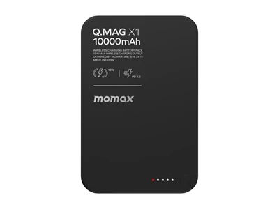 MOMAX Q.MagX1 10000mAh Magnetic Power Bank w/15W Wireless Charger 1port Black #iP117AD (CCC Cert.)