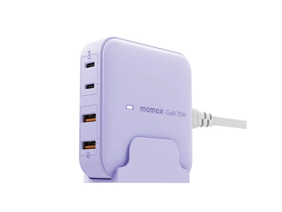 MOMAX OnePlug GaN Usb Charger (70W, 4port, PD, 2xQC3.0, 2xTypeC, Purple) #UM50UKU