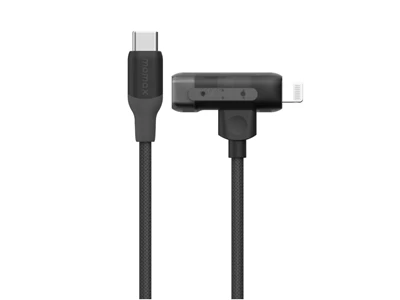 MOMAX 1-Link Flow Duo 5ft/1.5metre Type-C to Type-C+Lightning Usb Cable - MFi Certified (Black) #DL56D