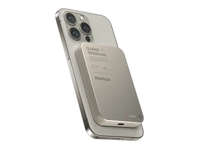 MOMAX Q.Mag X1 10000mAh 超薄無線磁吸行動電源 (鈦色) #iP117AE (CCC Cert.)