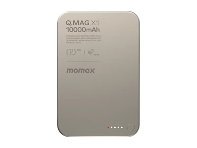 MOMAX Q.MagX1 10000mAh Magnetic Power Bank w/15W Wireless Charger 1port Titanium #iP117AE (CCC Cert.)