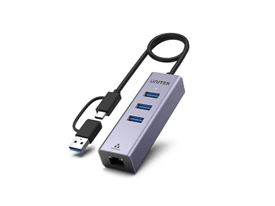 Unitek uHUb_Q4+ Type-C/USB-A 4合1 USB 3.0 有線網路卡 #Y-3088b