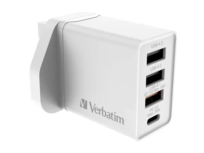 Verbatim 30W 4位 PD & QC 3.0 USB 充電器 (白色) #66897