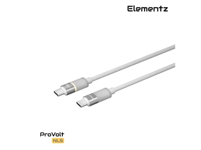Elementz ProVolt 4ft/1.2metre Usb-C to Usb-C Cable Silicone PD (240W) (White) #NLs-12(wH)