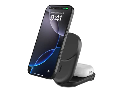 Belkin UltraCharge 25W 2in1(iPhone & AirPods) Foldable Magnetic Qi2 Wireless Charger Stand (Black) #wiz039myBK