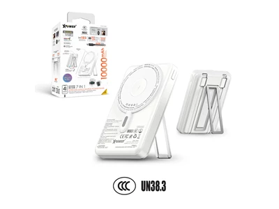 XPower Magneto M10R 7in1 10000mAh 雙內置線+磁吸無線行動電源連支架 (白色) #KH-88-wH (CCC Cert.)