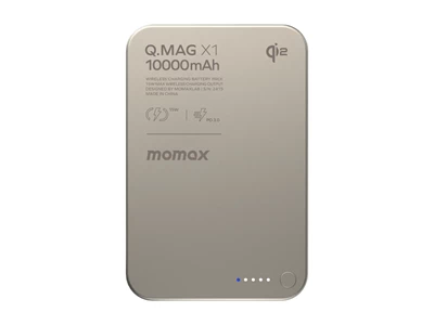 MOMAX Q.MagX1 Qi2 PD 10000mAh Magnetic Power Bank w/15W Wireless Charger 1port Titanium #iP136Q2L (CCC)