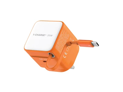 MOMAX 1-CHARGE+ GaN Usb Charger w/Type-C cable (35W, 1port, PD,TypeC, Orange) #UM72UKM