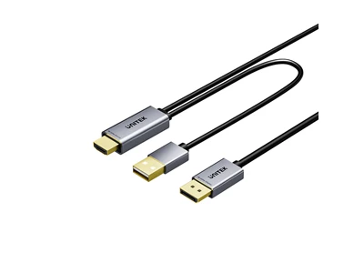 Unitek 4K/60hz 6ft/1.8metre HDMI to DP DisplayPort Cable w/Usb-A power-in #V1714AgY01