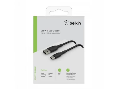 Belkin Boost Charge Braided USB-C to USB-A 編織充電線 3米 (黑色) #CAb002bt3MbK