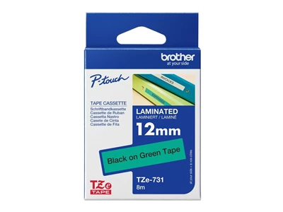 Brother TZe Tape Label 12mm 綠底黑字 標籤帶 #TzE-731