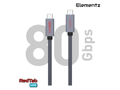Elementz RedTab 1.2米 USB-C to USB-C USB 4.0 高速影音線 8K/80Gb/240W #N5-M12