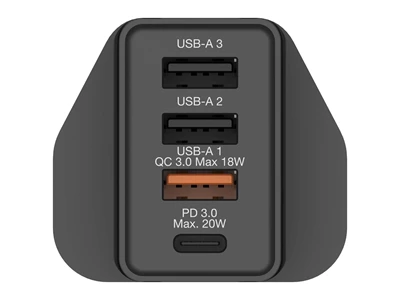 Verbatim Usb Charger (30W, 4port, PD, 3xUsb-A, 1xTypeC, Black) #66892