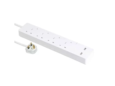 Schneider AvatarOn Extend 13A 4Head Power Strip with individual switch and 2port USB (3M) #TsH34U_3_wE_C5