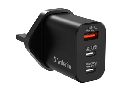 Verbatim 3位 30W PD 3.0 & QC 3.0 GaN 充電器 #66947