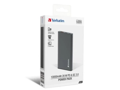 Verbatim PD3.0 20W 10000mAh Mobile Rechargeable Battery Grey #66689