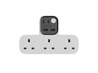 MOMAX 1-Charge Work Flow USB + 3口T型插座 (白色) #US19UKW