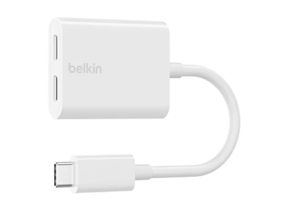 Belkin RockStar USB-C 音訊 + 充電轉接器 (白色) #F7U081btWH