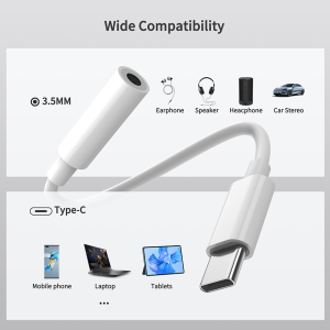Ven-Dens VD-AUX007 Usb-C to 3.5mm Headphone Jack Adapter #VD-AUX007_White