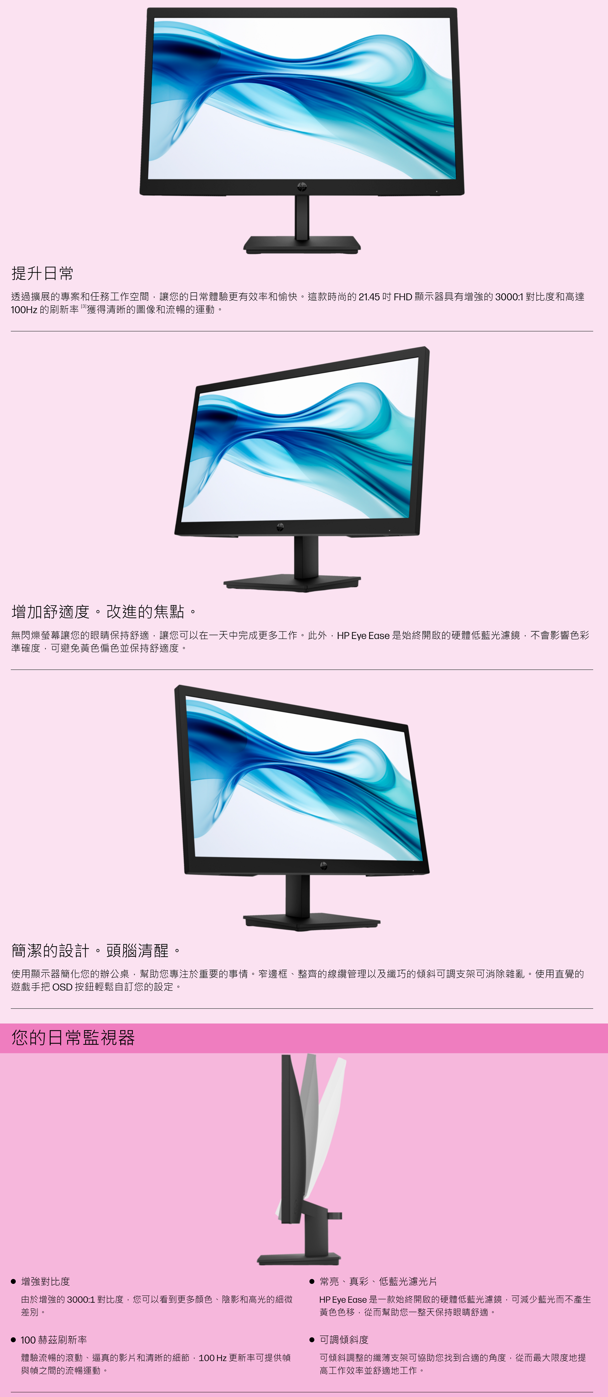 HP Series 3 Pro 322pv 22"(21.5",wide) 全高清顯示器 #9U5A2AA#AB4
