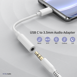 Ven-Dens VD-AUX007 Usb-C to 3.5mm Headphone Jack Adapter #VD-AUX007_White