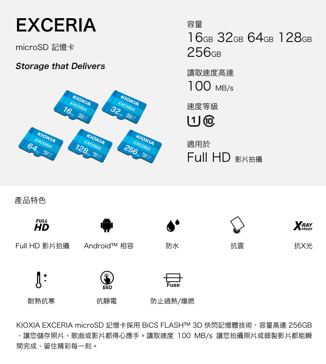 KIOXIA(Toshiba) Exceria 128Gb MicroSD 記憶卡