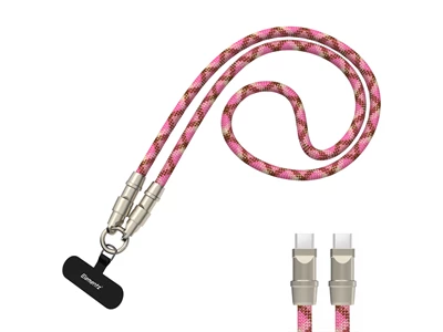 Elementz Phone Strap 4ft/1.2metre Usb-C to Usb-C Cable PD (100W) (Pink) #NHC-120PK