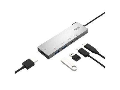 ApaxQ HUP38 6in1 MultiPort Usb-C Hub w/HDMI, 2xUsb-A, 2xUsb-C, PD100W #HUP38