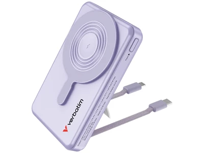 Verbatim Charge'n'Go 10000mAh 雙線LED 無線磁吸行動電源 (紫色)  #32281 (CCC Cert.)