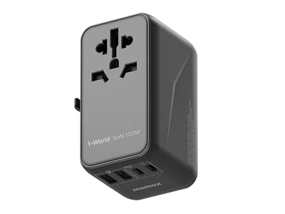 MOMAX 1-World 100W GaN 全方位快充旅行插座 (黑色) #UA10