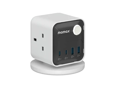 MOMAX 1-Charge WorkFlow 6.6ft/2metre 3Head Power Extension Socket w/2xUsb-A, 2xUSb-C (White) #Us20UKw
