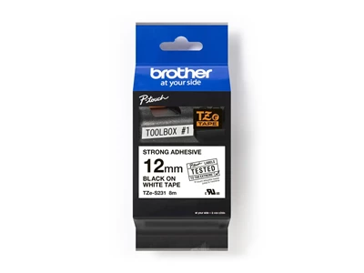 Brother 特強黏貼 TZe Tape Label 12mm 白底 黑字 #TzE-s231