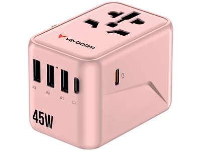 Verbatim Travel Charger (45W, 5port, PD, 3xUsb-A, 2xTypeC, Pink) #30175