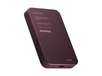 MOMAX 1-Power Q.Pass 10000mAh Magnetic Power Bank 1port Burgundy #IP117ASR (CCC,QR)
