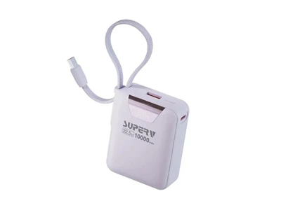 SuperV Power15 Mini 10000mAh Power Bank w/Cable 2port Purple #Power15-PP (QR, CCC)