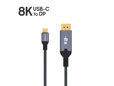 Elementz 8K/60hz 6.6ft/2metre Usb-C to DP 1.4 DisplayPort Cable (Grey) #DC8K200