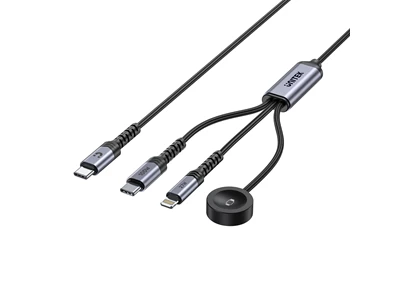 Uniden 1.2米 Usb-C to Usb-C+Lightning+Watch PD 100W 3合1 快速充電線 #C14180AGY01-1.2M
