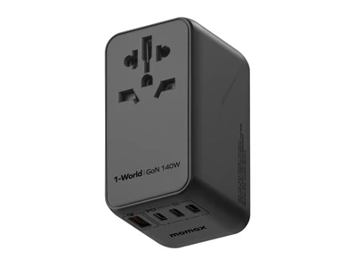 MOMAX 1-World 140W 4-插口 + AC旅行充電插座(黑色) #UA16
