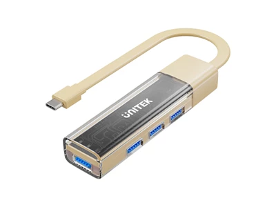 Unitek Bi-Directional 4port Usb-A/TypeC to Usb3.0 Hub w/Detachable Cable (CreamLatte) #H1319ACL01
