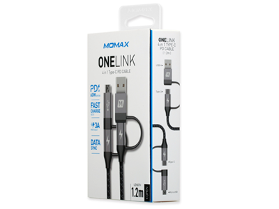 MOMAX One Link 4合1 Type-C PD 編織紋充電線 1.2米 (灰色) #DC12d