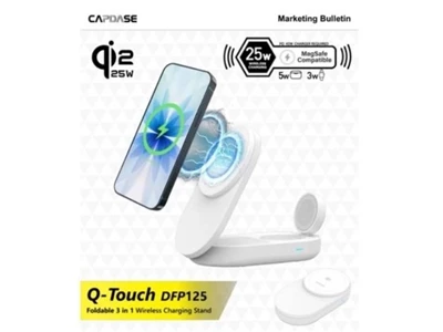 Capdase Q-Touch DFP125 Qi2 25W 3合1無線充電支架 (白色) #DS00-QT006-2