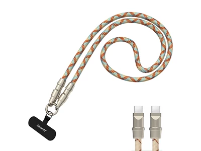 Elementz Phone Strap 4ft/1.2metre Usb-C to Usb-C Cable PD (100W) (Brown) #NHC-120BN